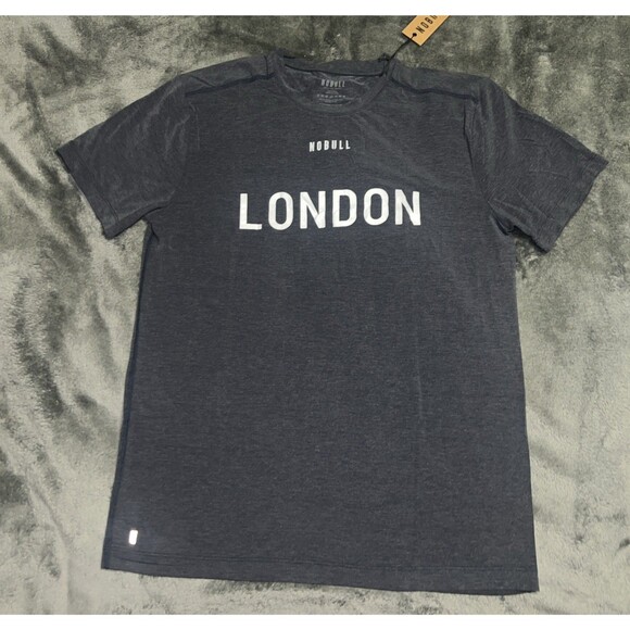 LARGE NoBull Shirt Mens Navy Short Sleeve London CrossFit Workout Active - Picture 1 of 8